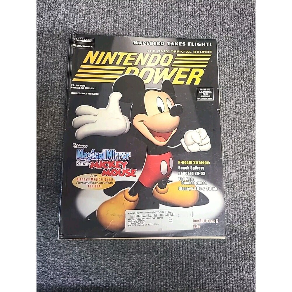 Vintage Nintendo Power Magazine Vol. 159 Mickey Mouse w/poster Kirby comic